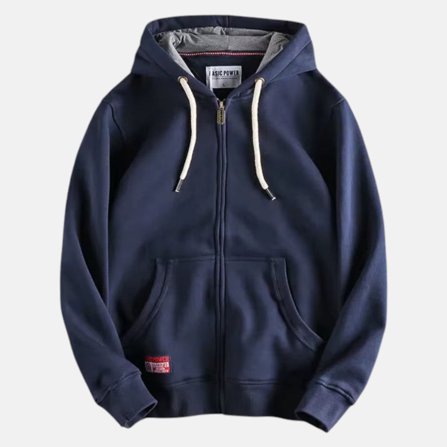 Aksel – Men's Cotton Zip Hoodie - Hoodie sweater - Navy Blue - Jones & Smith