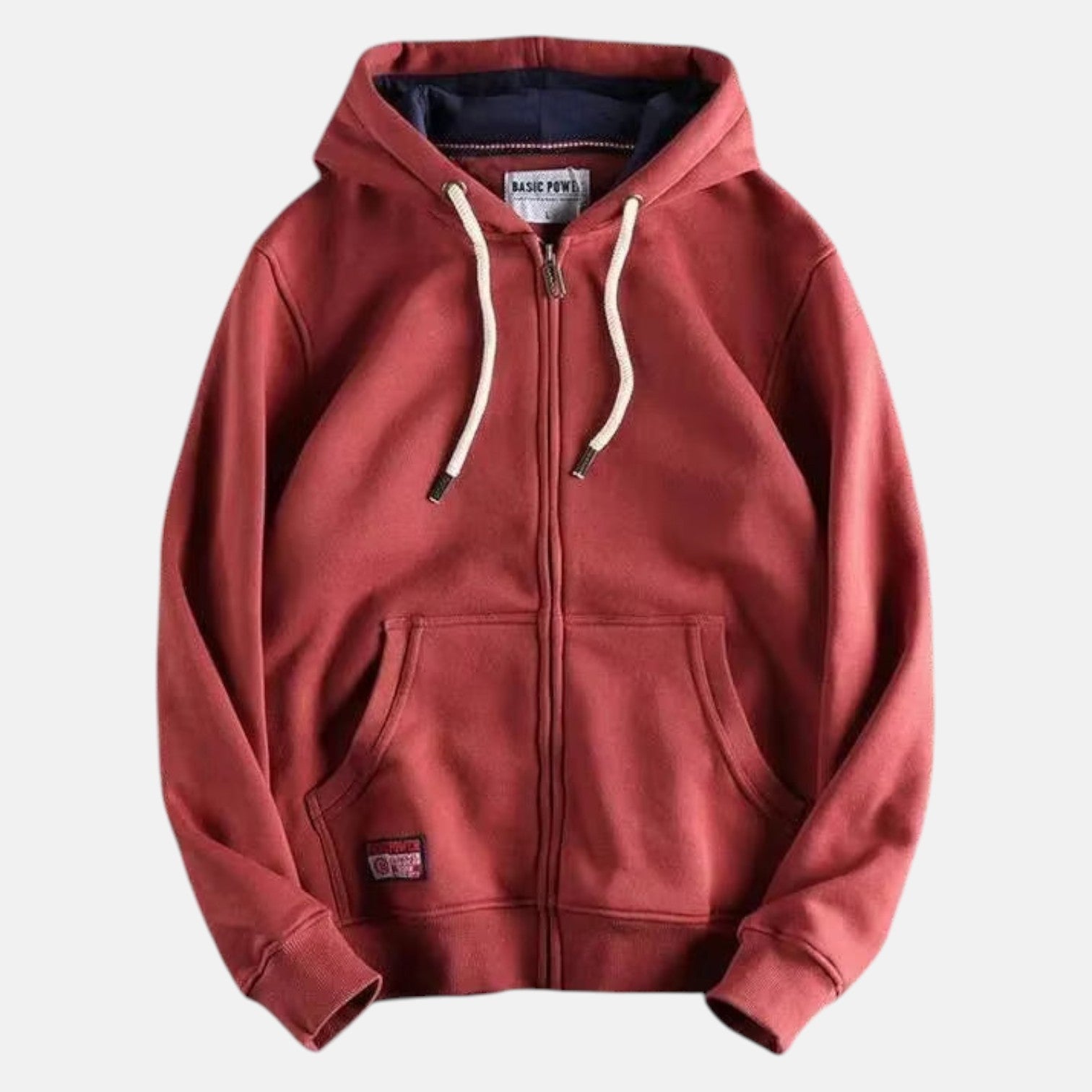 Aksel – Men's Cotton Zip Hoodie - Hoodie sweater - Red - Jones & Smith
