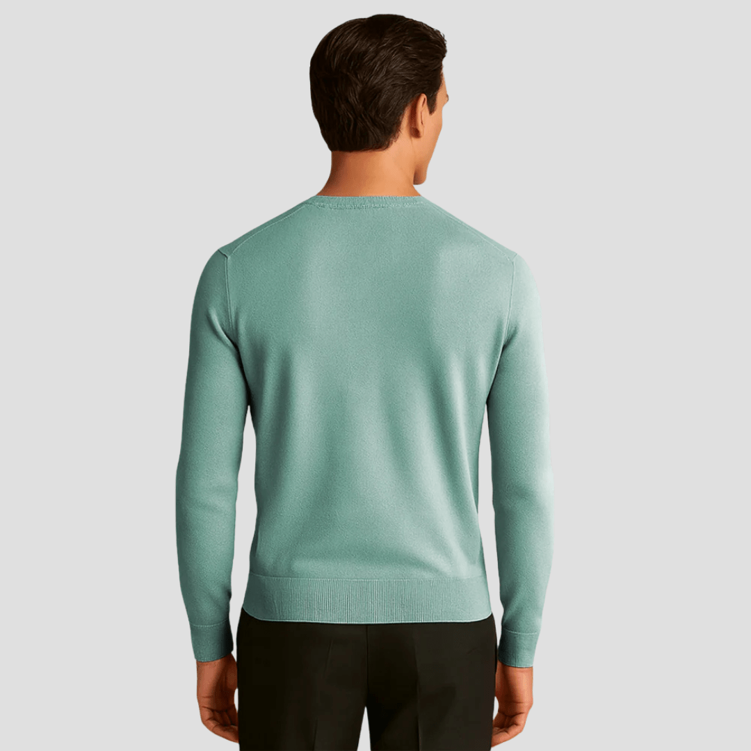Bastien – Men's Wool V - Neck Sweater - Sweater - Teal - Jones & Smith