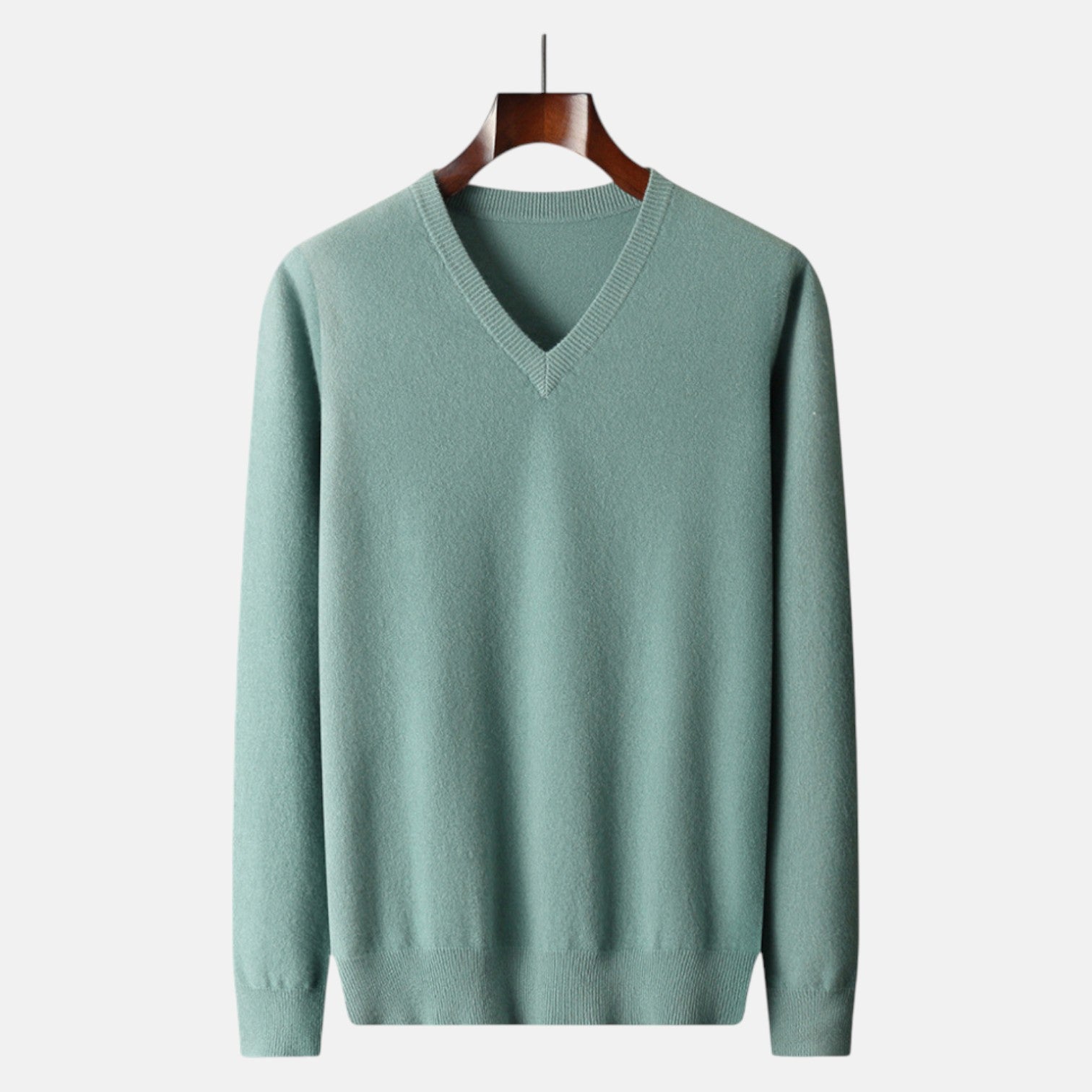 Bastien – Men's Wool V - Neck Sweater - Sweater - Teal - Jones & Smith