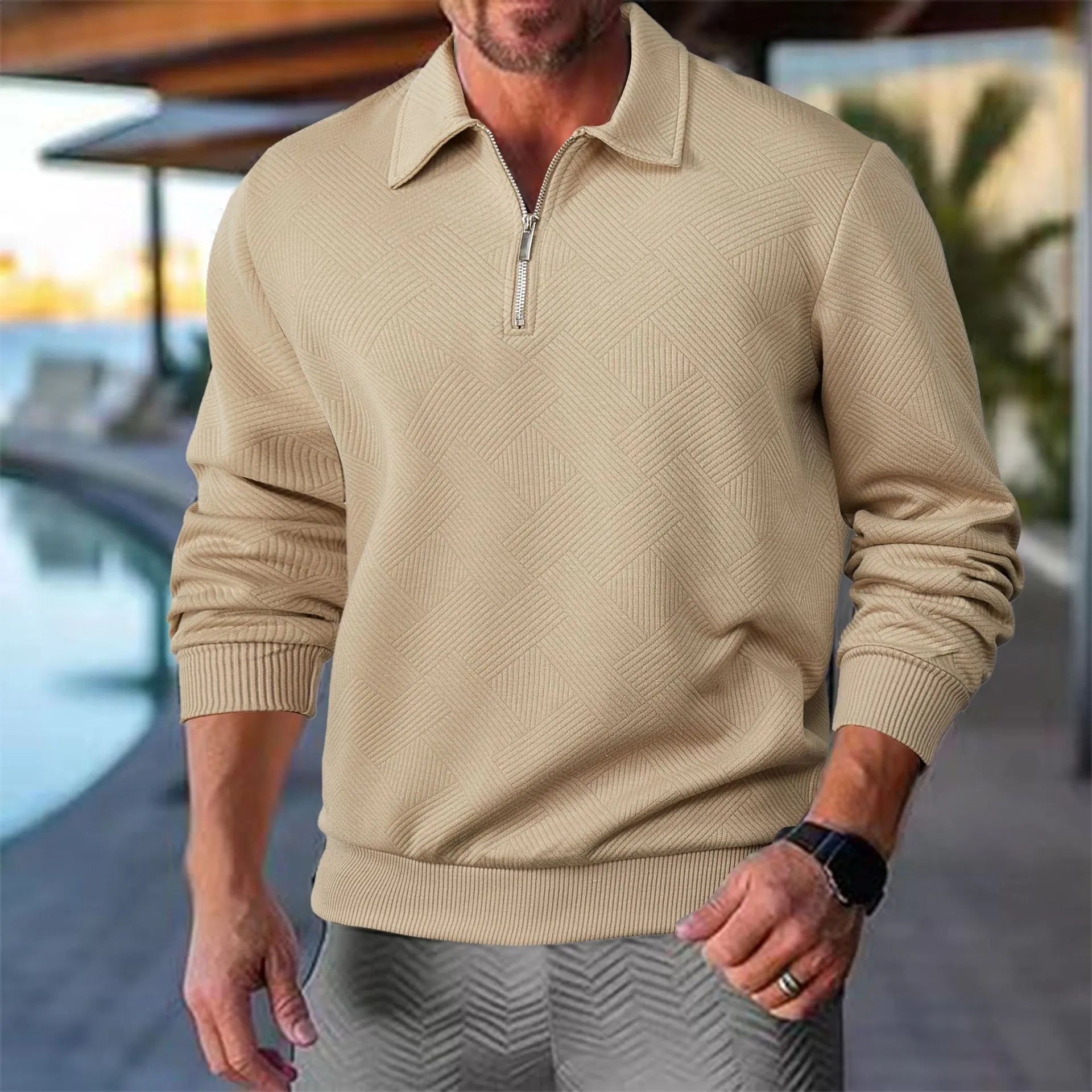 Bruno - Long - Sleeve Jumper with Zip Collar - Sweater - Jones & Smith