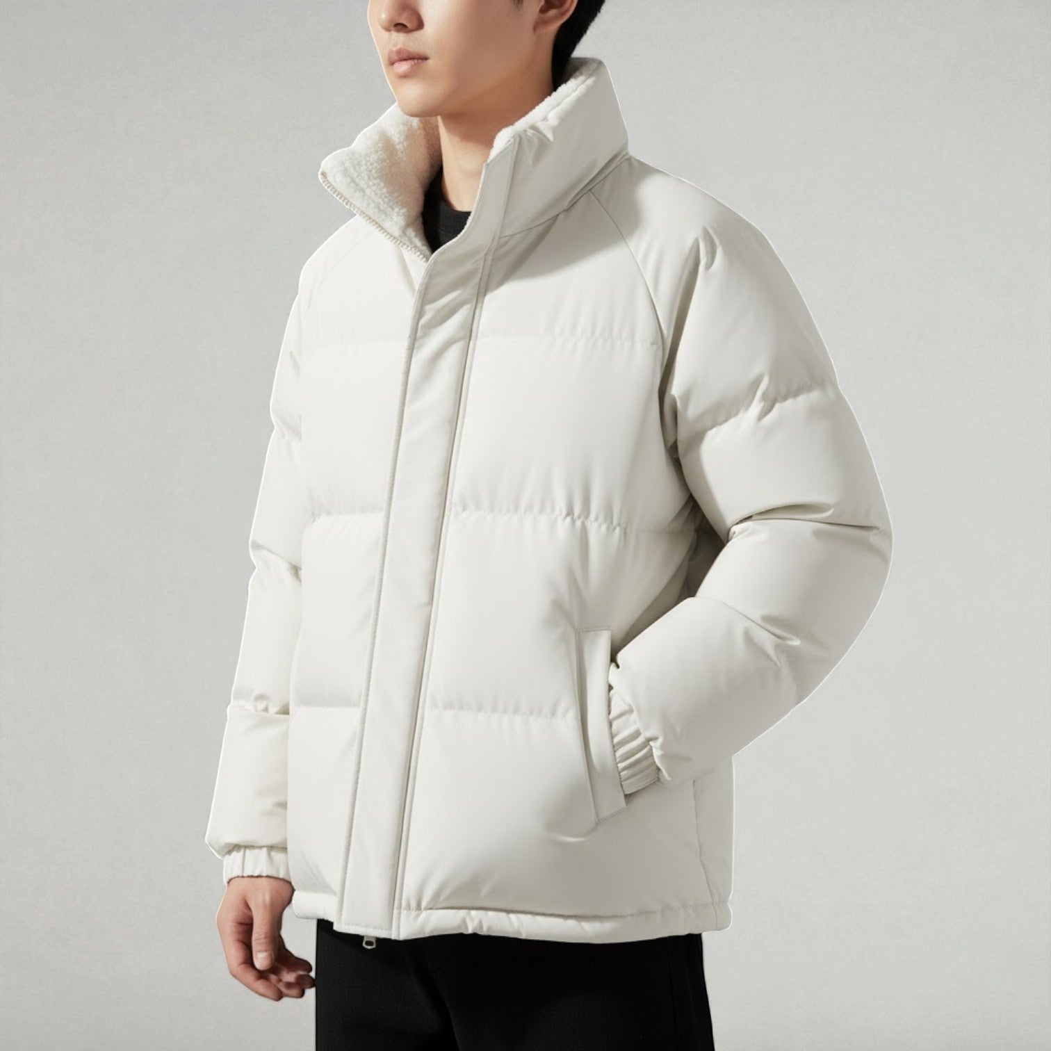 Calvin – Men's Cotton Puffer Jacket - Jackets - White - Jones & Smith