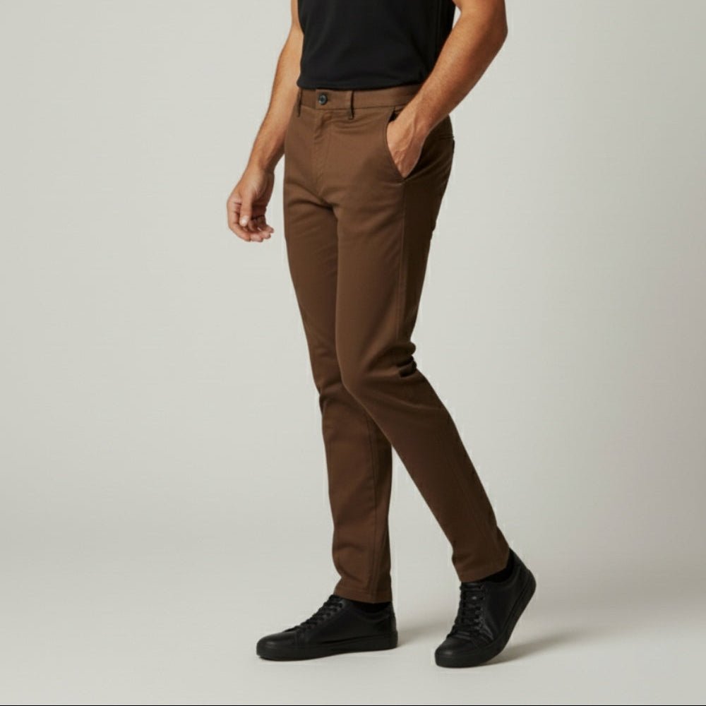 Darian – Men's Cotton Trousers - Pants - Brown - Jones & Smith