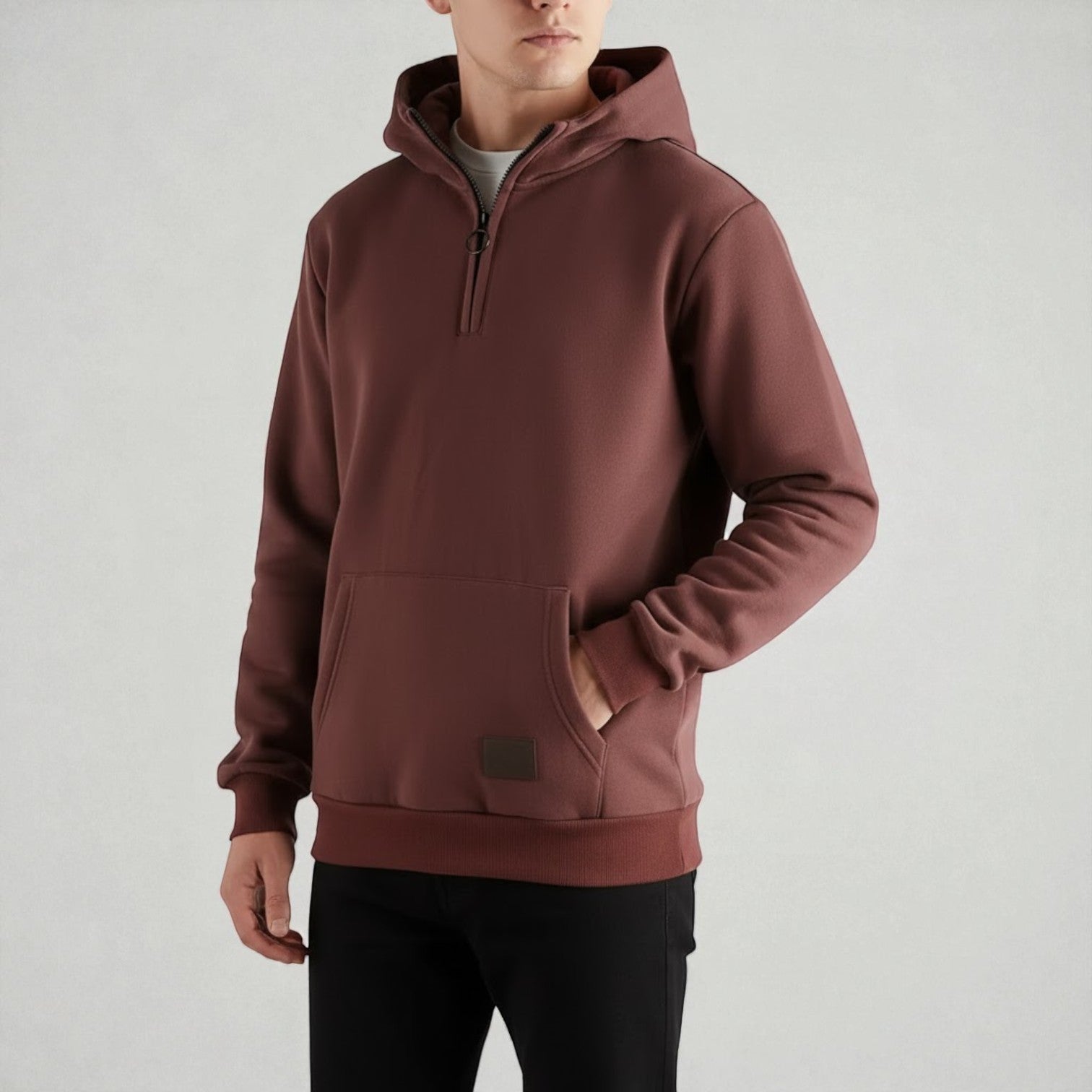 Dario – Men's Cotton Hoodie - Hooded Jacket - Brown - Jones & Smith