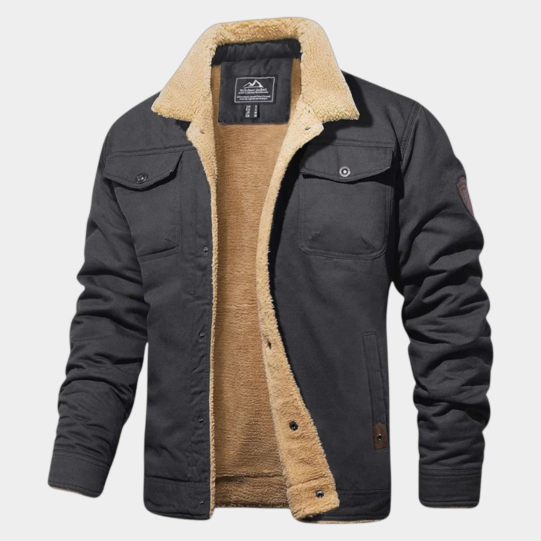 Devon – Men's jacket with fleece lining and collar - Winter Jacket - Dark grey - Jones & Smith