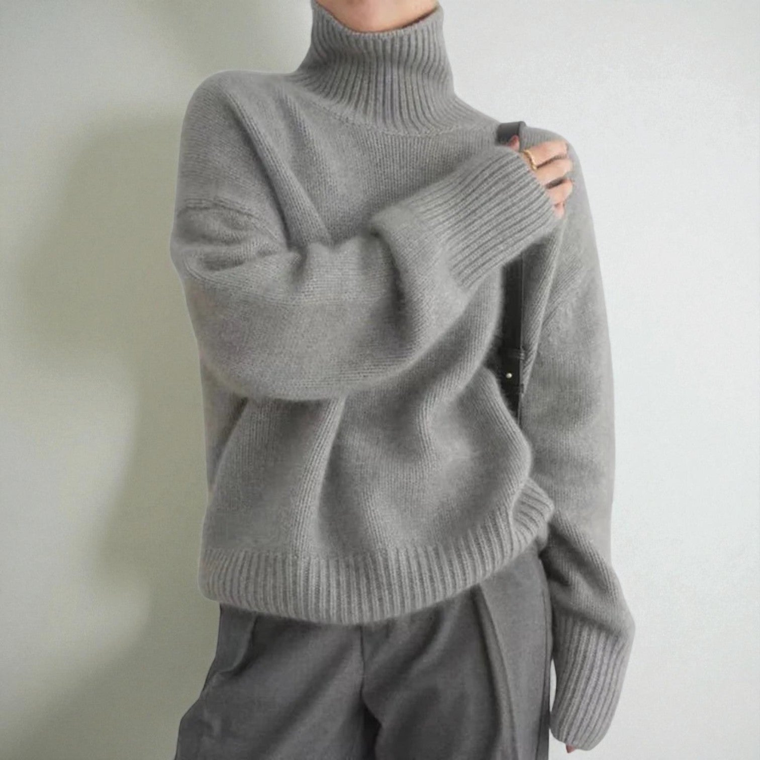 Doris - Soft Roll Neck Jumper - Turtleneck Sweater - Grey - Jones & Smith