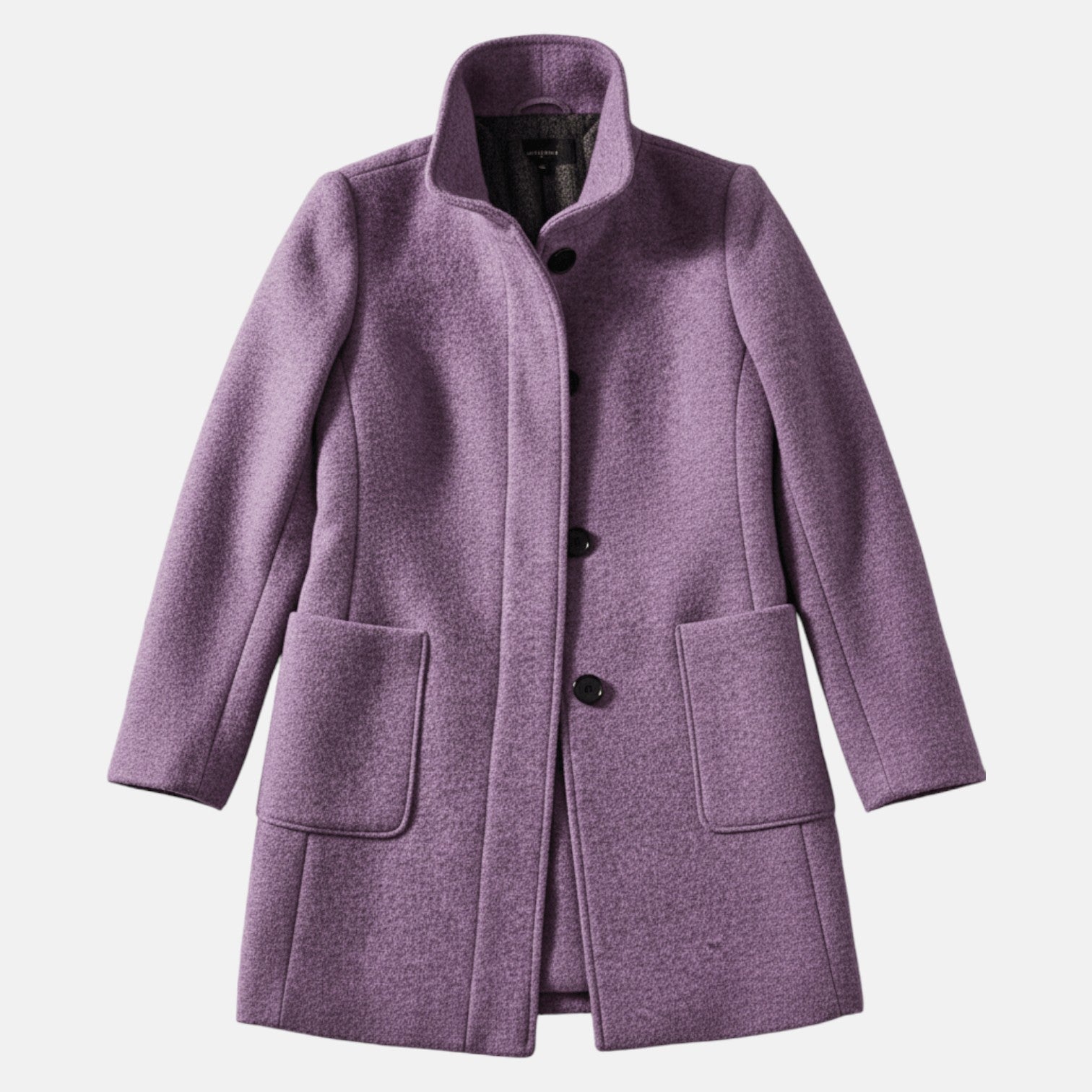 Elara – Women's Wool Coat with Stand - Up Collar and Pockets - Coats - Purple - Jones & Smith