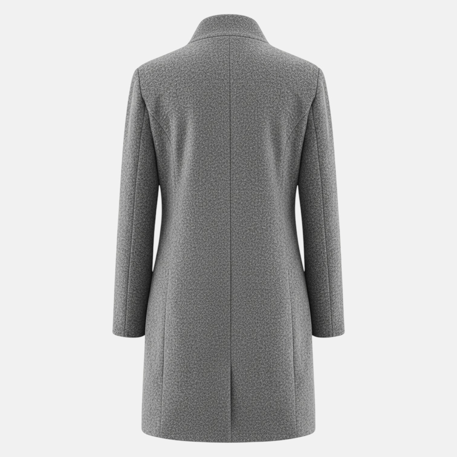 Elara – Women's Wool Coat with Stand - Up Collar and Pockets - Coats - Light Grey - Jones & Smith