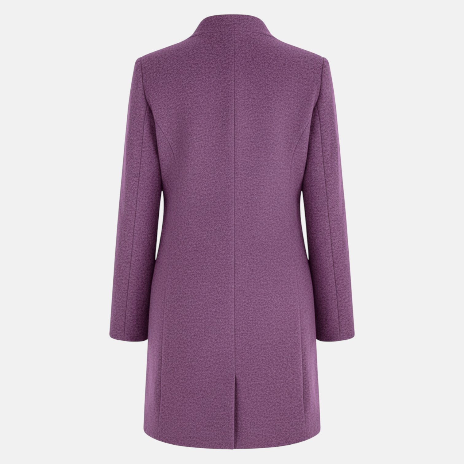Elara – Women's Wool Coat with Stand - Up Collar and Pockets - Coats - Purple - Jones & Smith