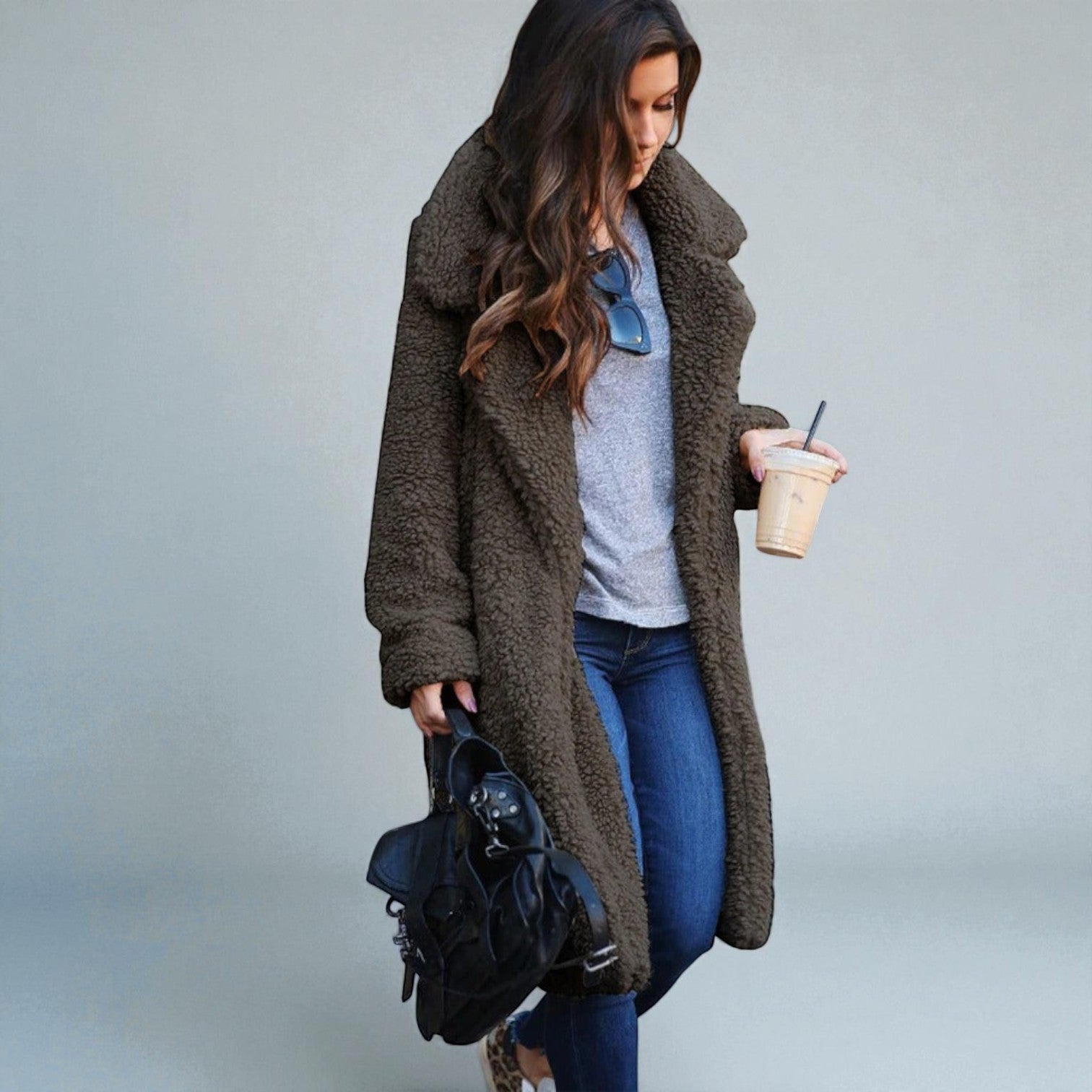 Elena – Women's Wool Coat - Coats - Dark grey - Jones & Smith