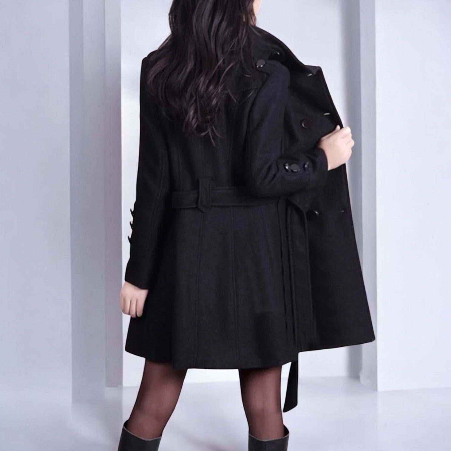 Elena – Women's Wool Winter Coat - Coats - Black - Jones & Smith