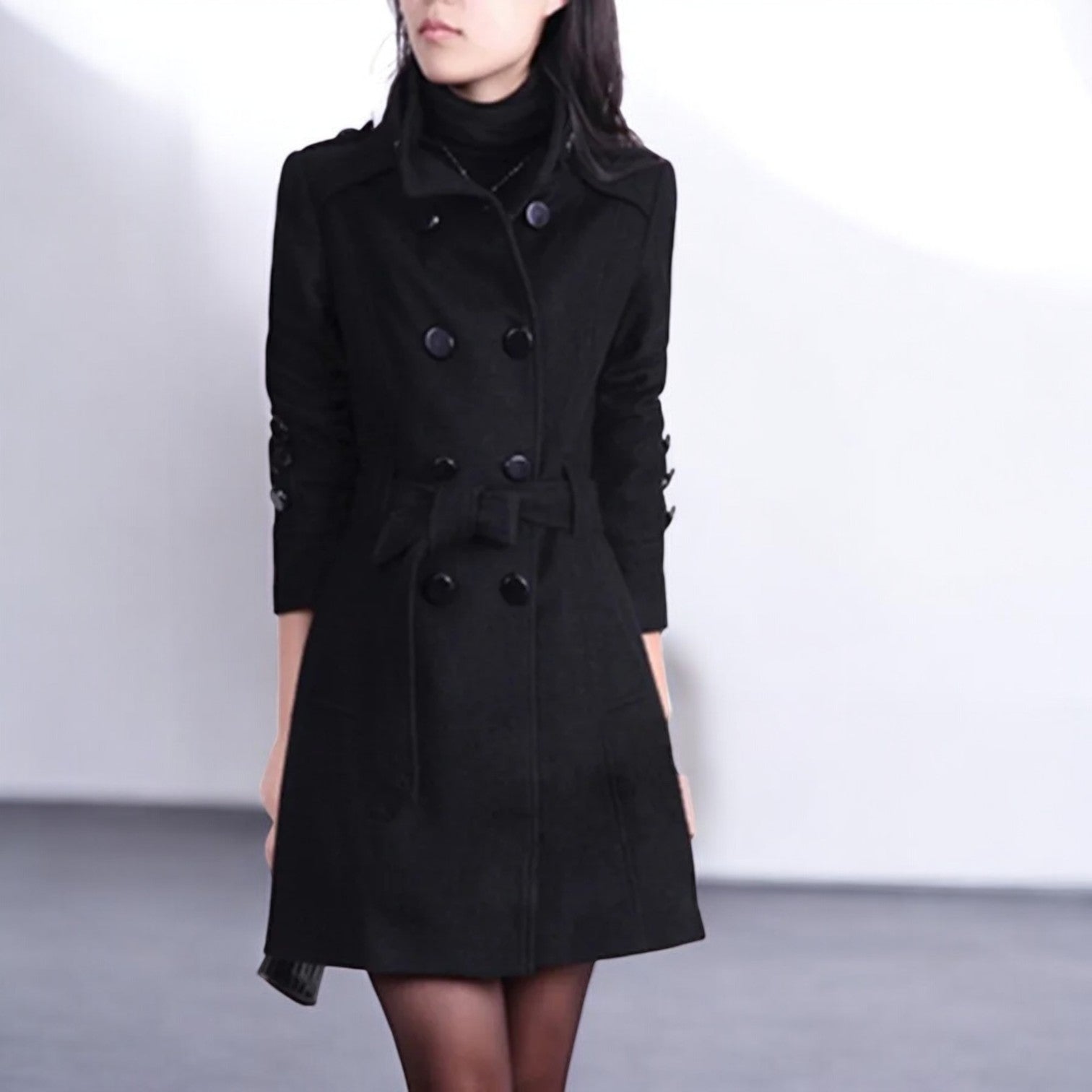 Elena – Women's Wool Winter Coat - Coats - Black - Jones & Smith