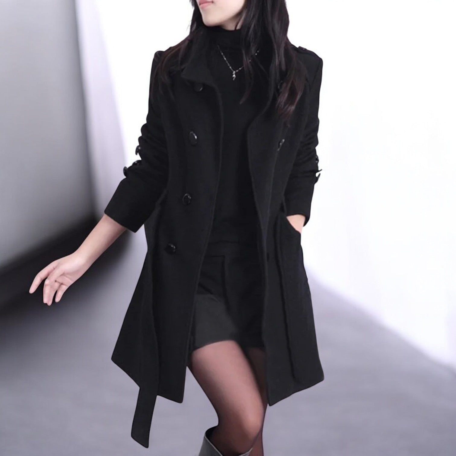 Elena – Women's Wool Winter Coat - Coats - Black - Jones & Smith