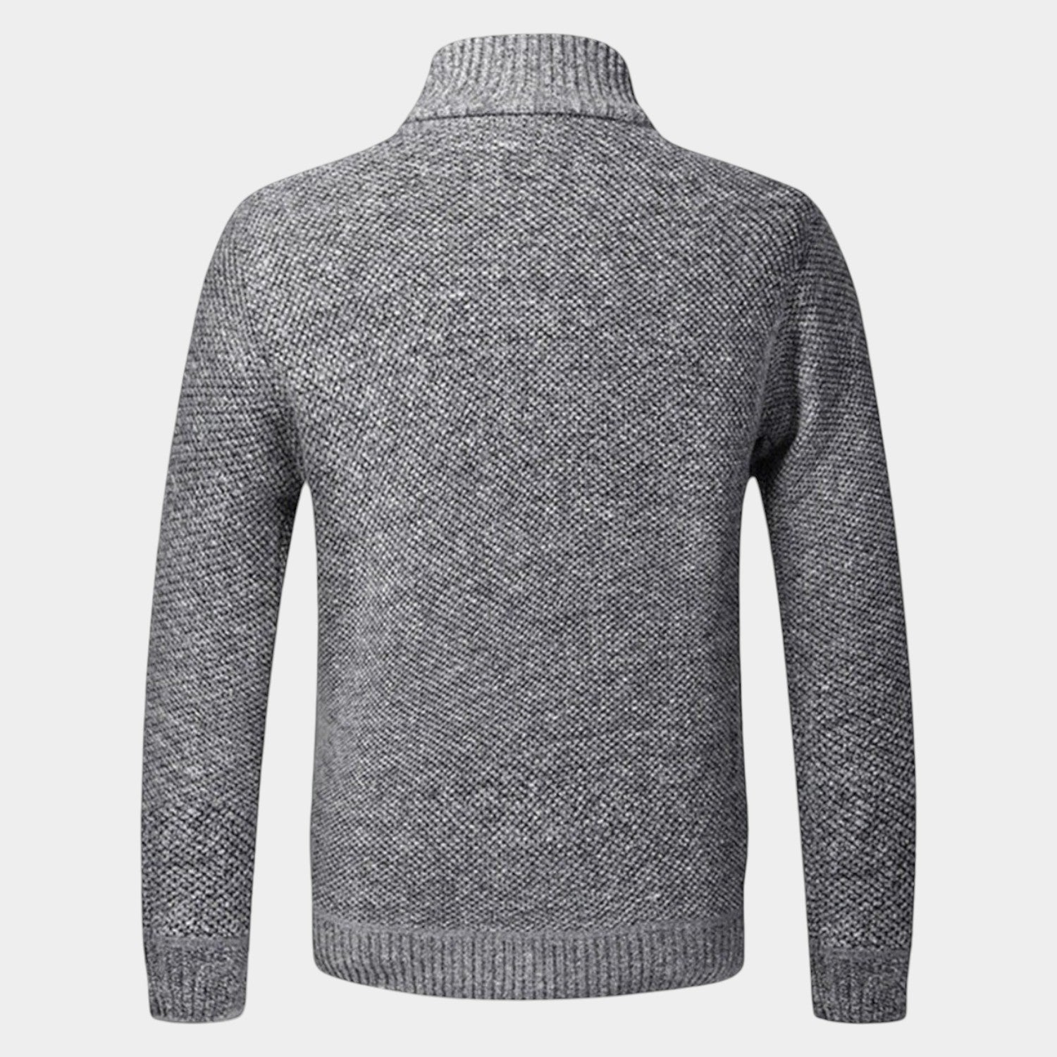 Elias – Men’s Zip - Up Cardigan with Stand - Up Collar - Sweater - Light Grey - Jones & Smith