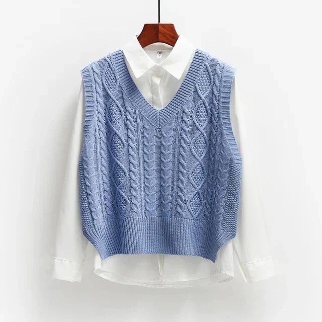 Elsbeth - Sweater Vest with Cable Knit - Sweater Vests - Jones & Smith