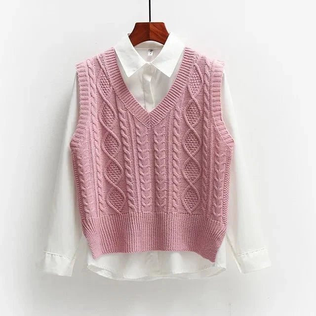 Elsbeth - Sweater Vest with Cable Knit - Sweater Vests - Jones & Smith