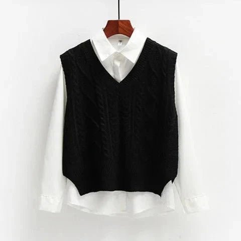 Elsbeth - Sweater Vest with Cable Knit - Sweater Vests - Jones & Smith