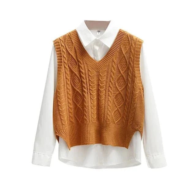 Elsbeth - Sweater Vest with Cable Knit - Sweater Vests - Jones & Smith