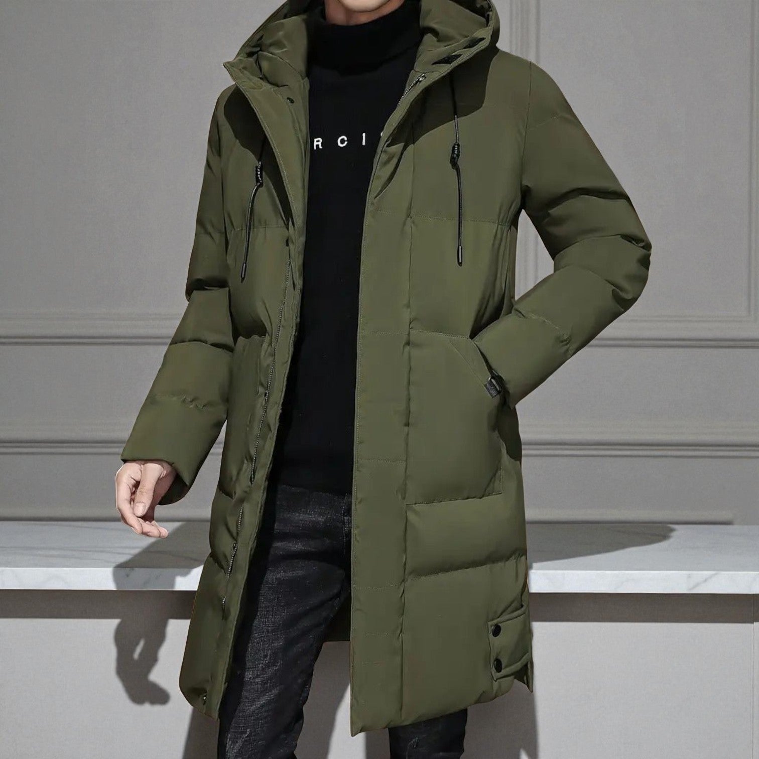Frank – Long, Waterproof Winter Parka with Hood - Parka Jackets - Green - Jones & Smith