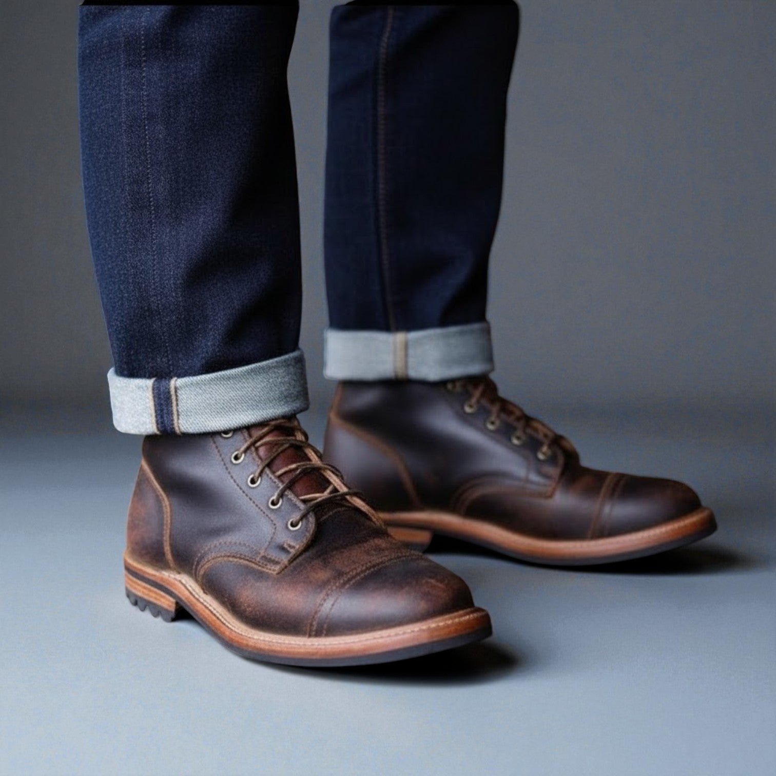 Fraser – Men's Leather Lace - Up Boots with Profile Sole - Boots - Light Coffee - Jones & Smith