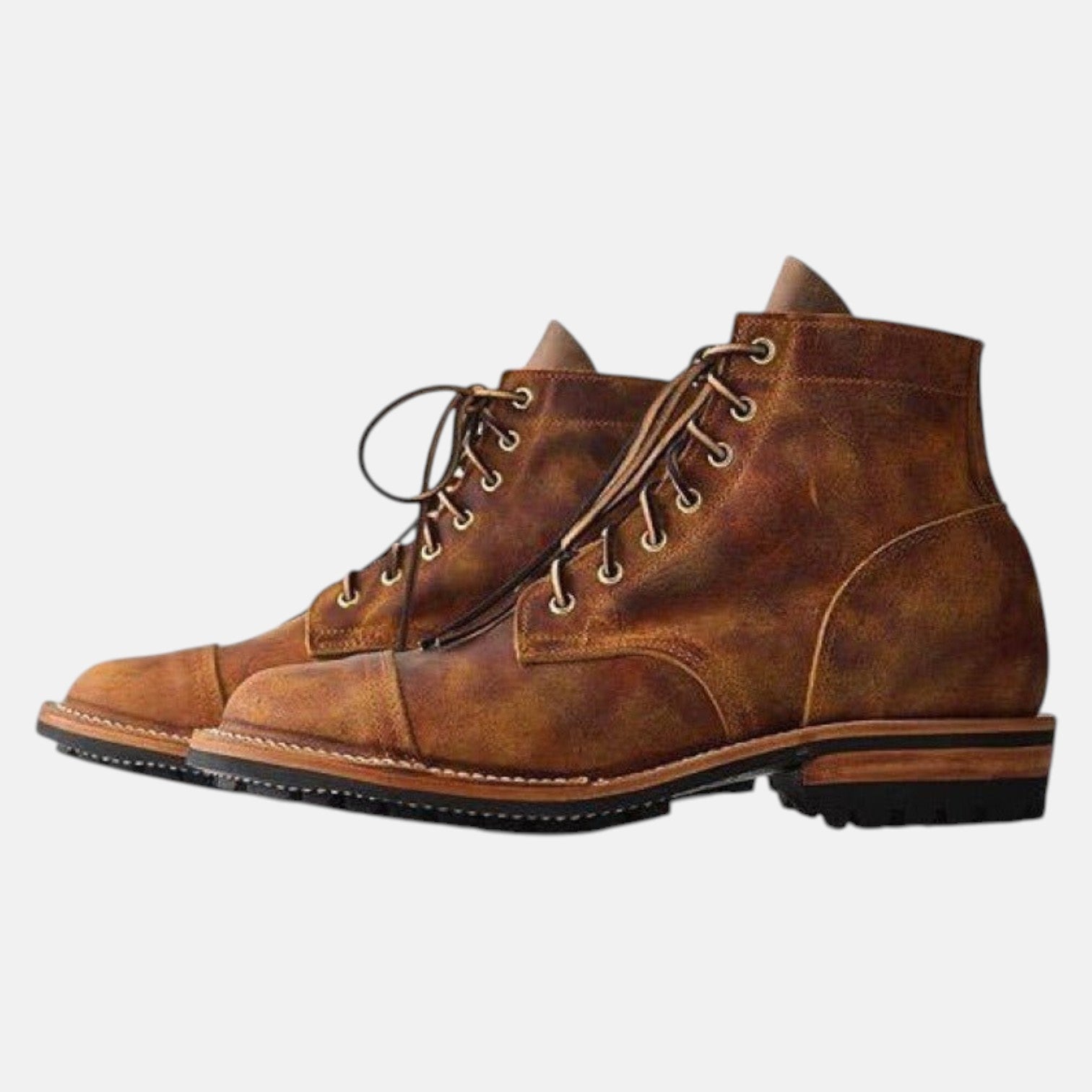 Fraser – Men's Leather Lace - Up Boots with Profile Sole - Boots - Brown - Jones & Smith