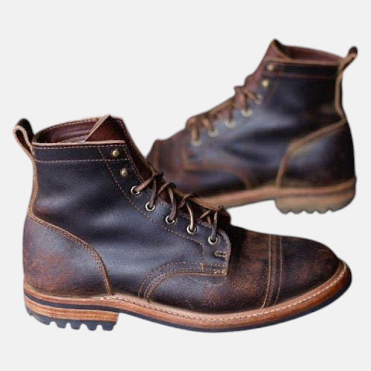 Fraser – Men's Leather Lace - Up Boots with Profile Sole - Boots - Light Coffee - Jones & Smith