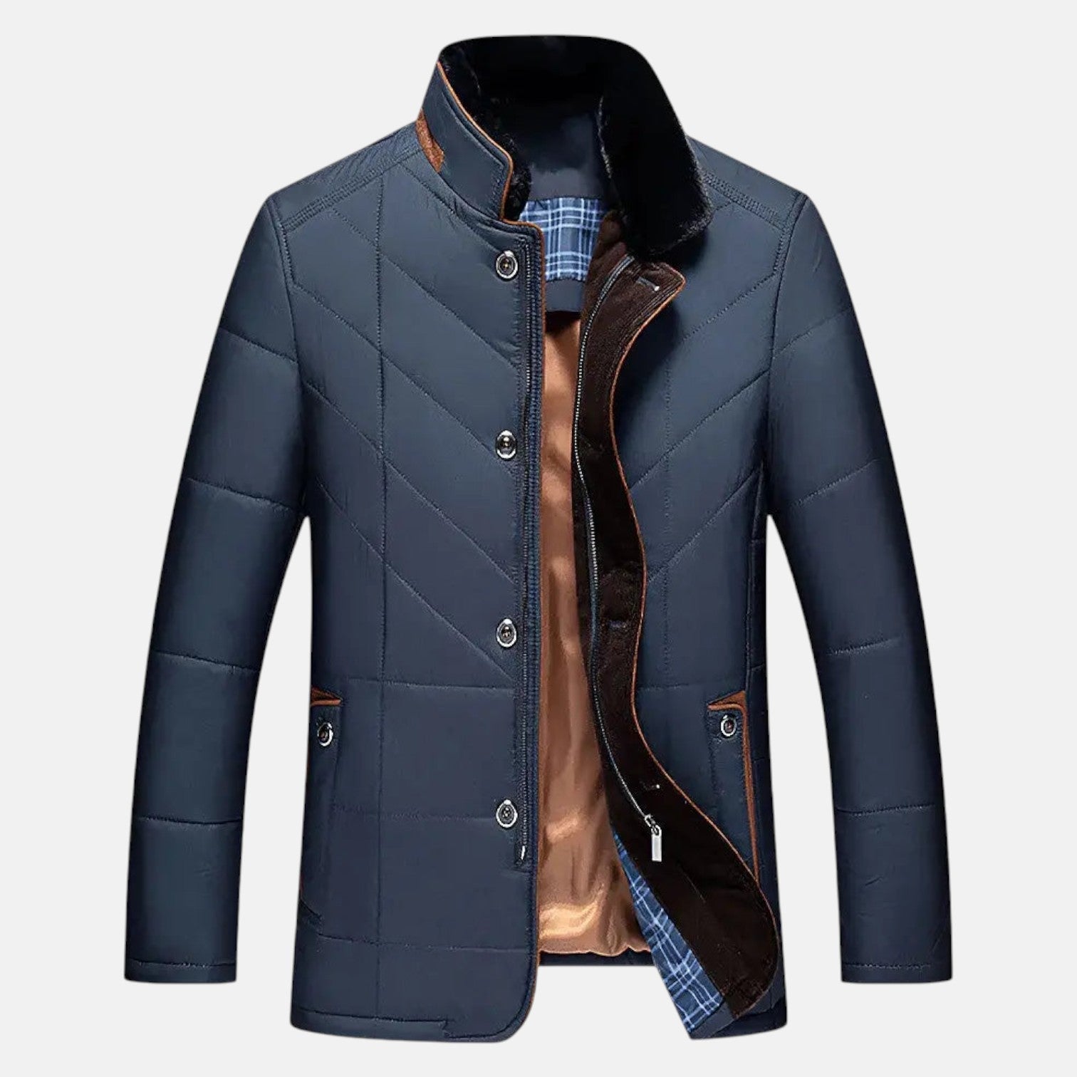 Henrik – Men's Wool Jacket Padded - Jacket - Blue - Jones & Smith
