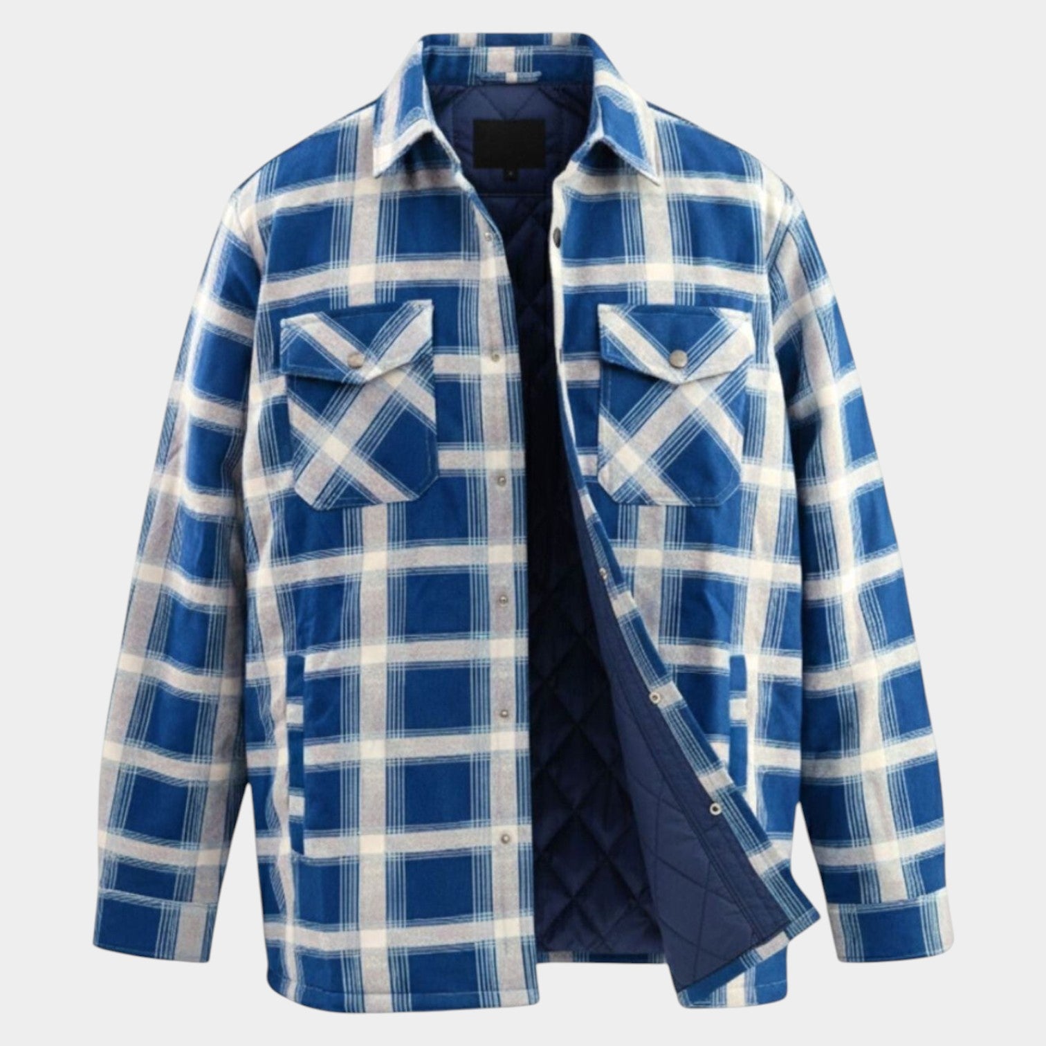 Ilias – Men's Cotton Overshirt - Flannel - Blue - Jones & Smith