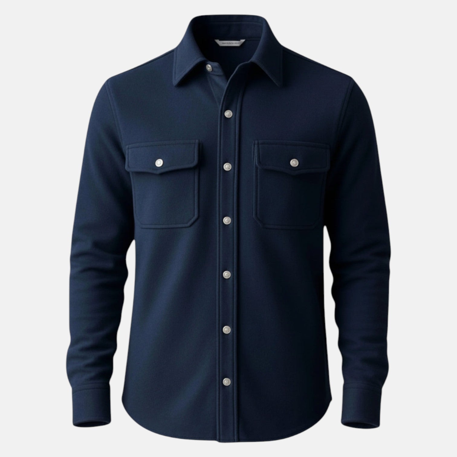 Jaron – Men's Winter Overshirt Navy Blue - Long Sleeve Polo Shirt - Navy Blue - Jones & Smith