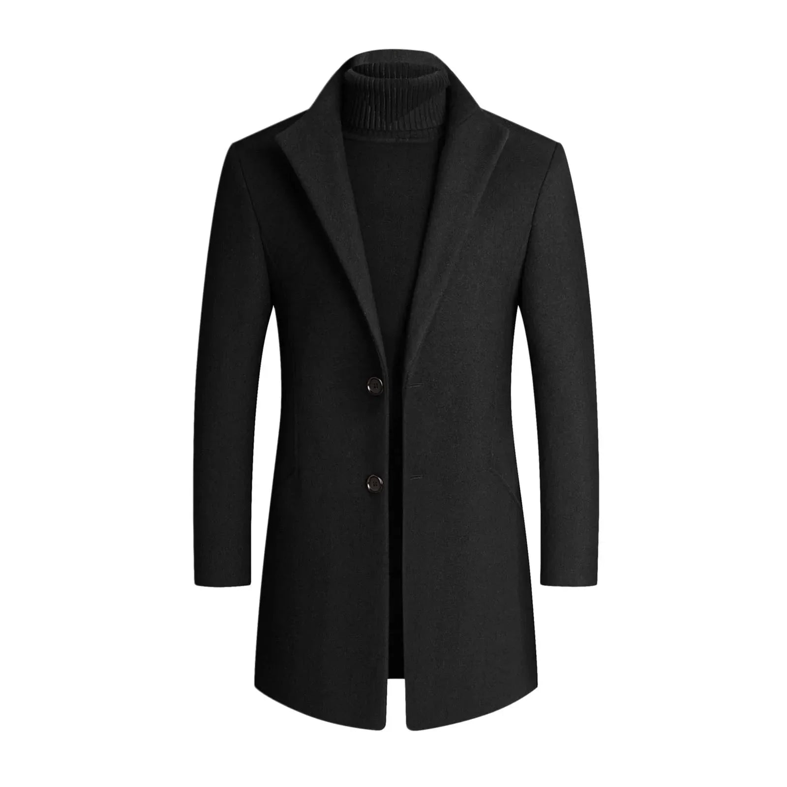 Jonas – Tailored Fit Coat with Two - Button Closure - Coats - Black - Jones & Smith