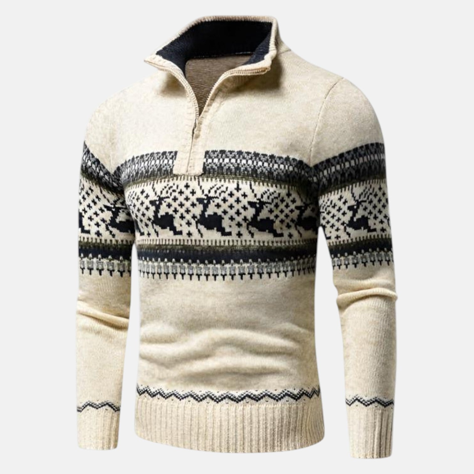 Joris – Men's Cotton Knitted Sweater - Sweater - Beige - Jones & Smith