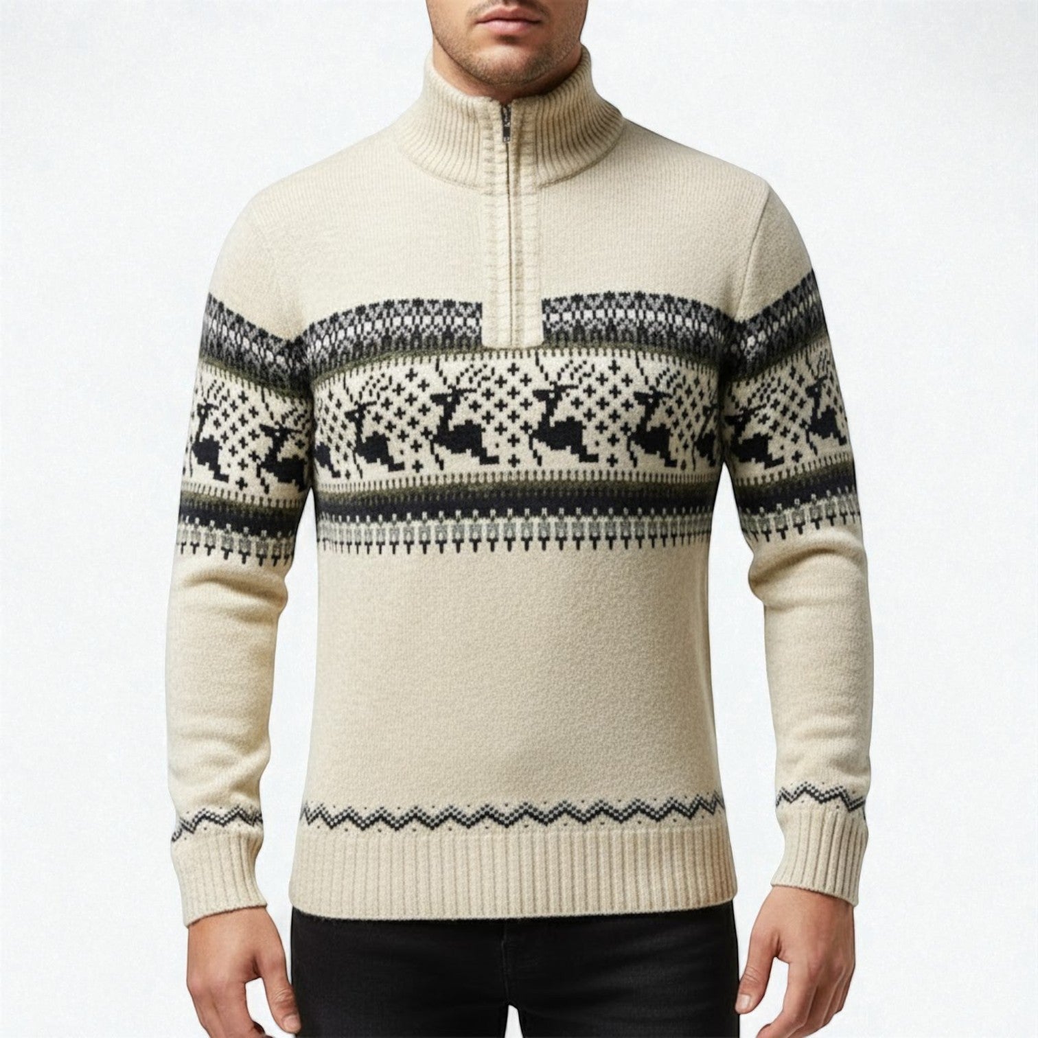 Joris – Men's Cotton Knitted Sweater - Sweater - Beige - Jones & Smith