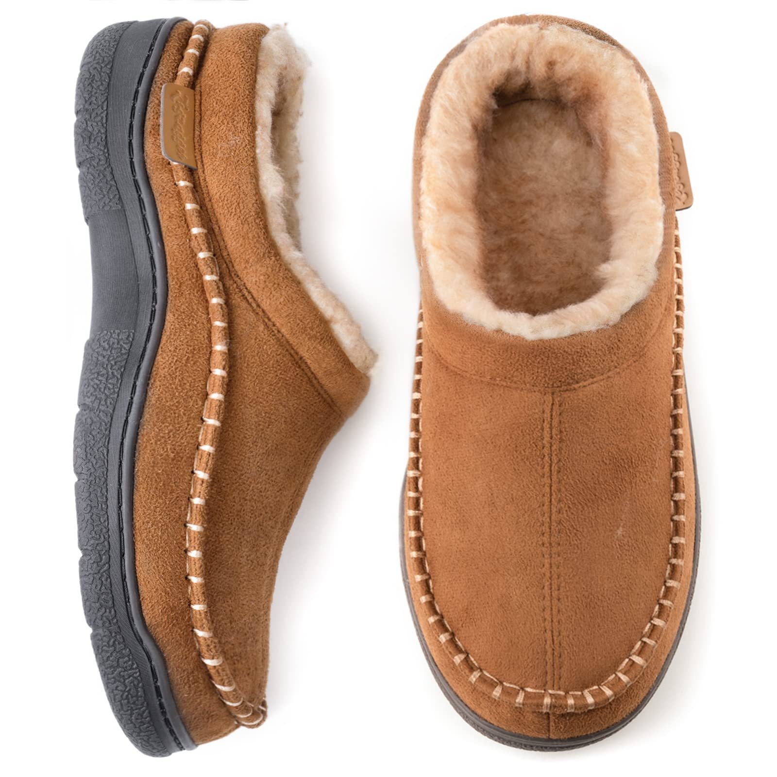Joris – Men's Slippers in Suede - Look with Warm Lining - Shoes - Light Brown - Jones & Smith