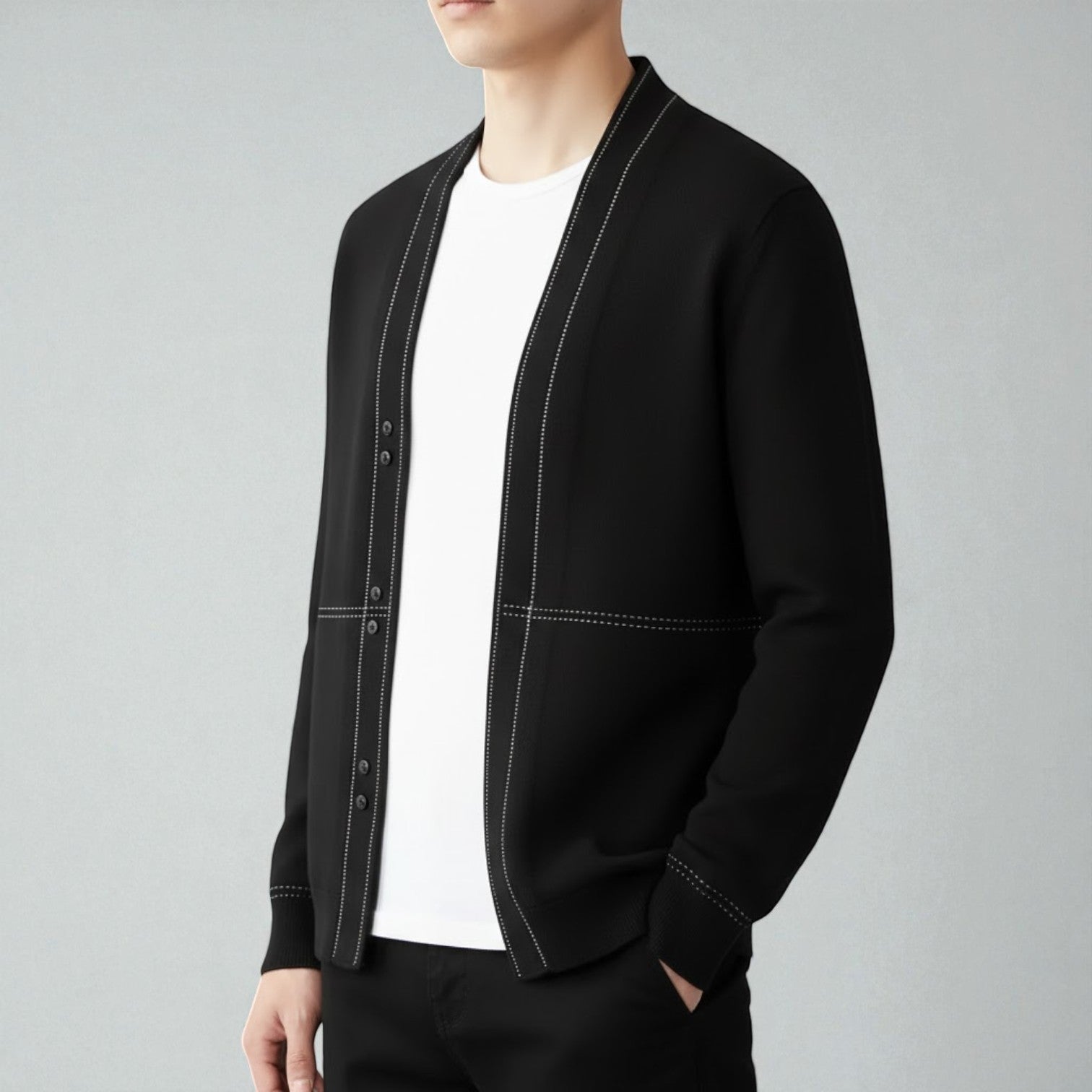 Joris – Men's Wool Cardigan - Cardigans - Black - Jones & Smith