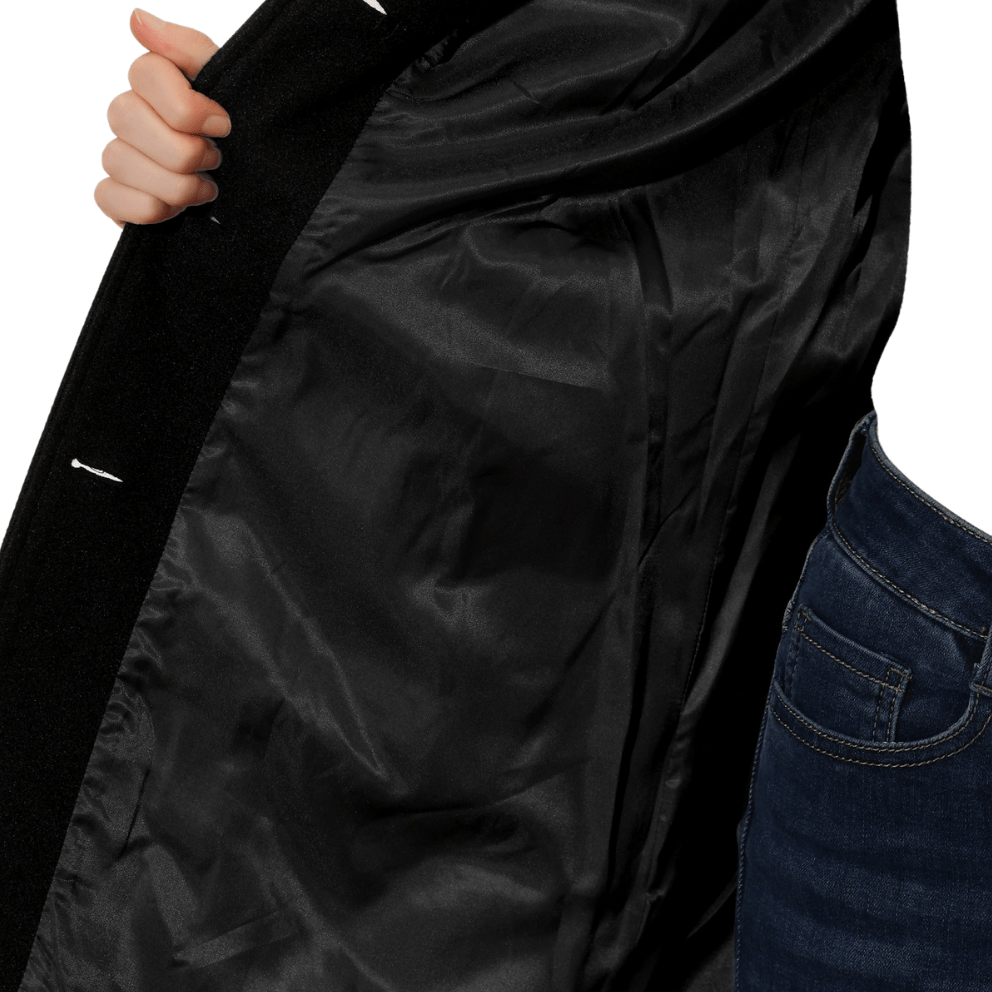 Josephine – Women's Wool Coat with Button Placket - Jacket - Black - Jones & Smith