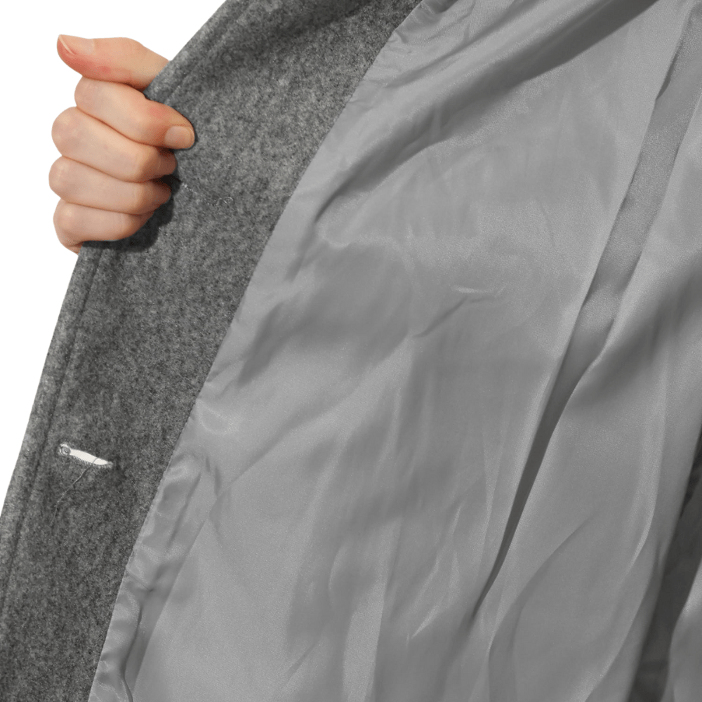 Josephine – Women's Wool Coat with Button Placket - Jacket - Grey - Jones & Smith