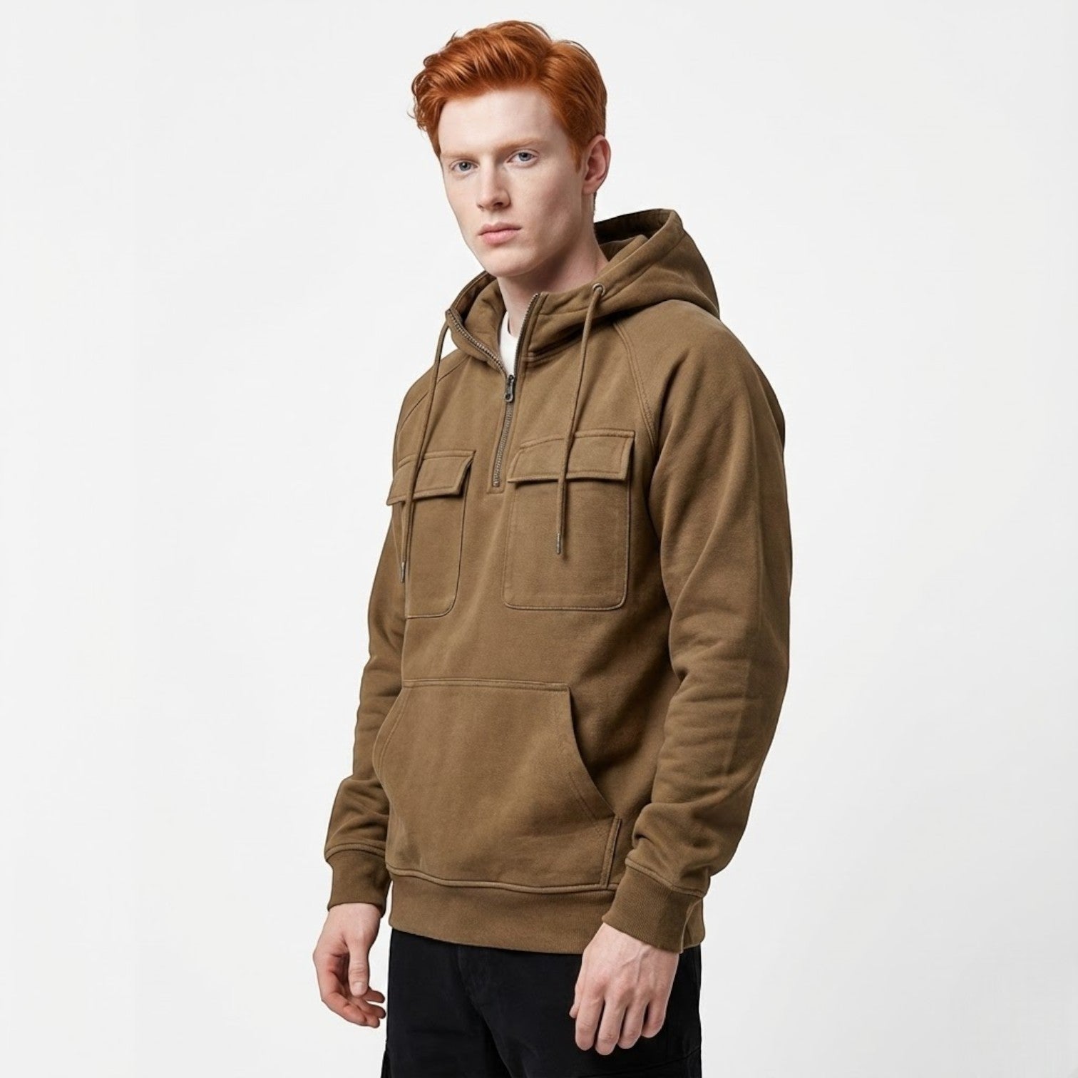 Kian – Men's Cotton Outdoor Jacket - Hooded Jacket - Khaki - Jones & Smith