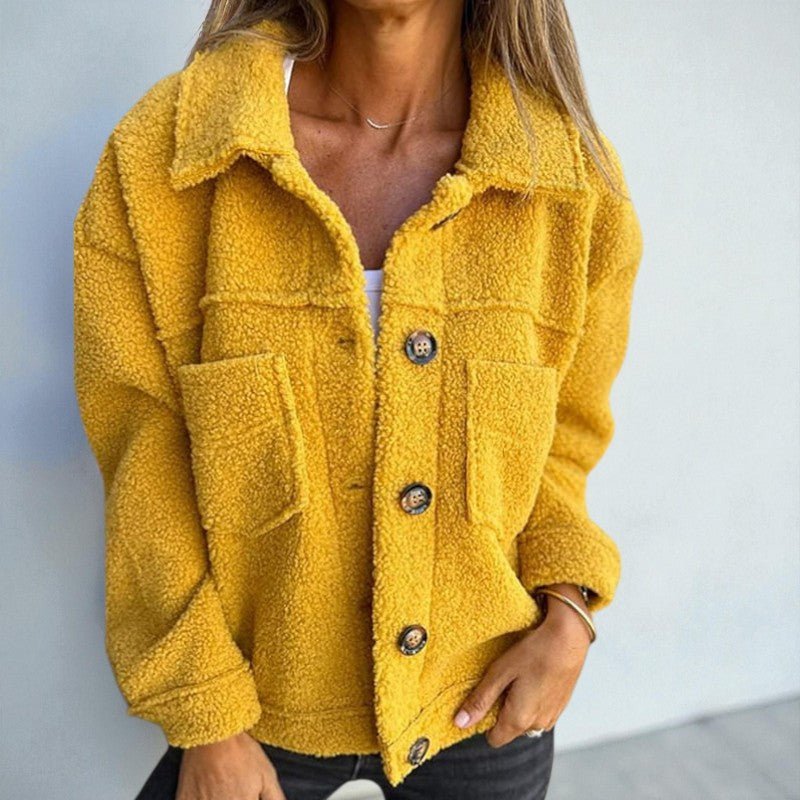 Lea – Wool Jacket with Buttons and Chest Pockets - Jackets - Yellow - Jones & Smith