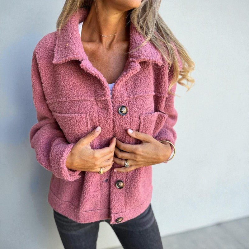 Lea – Wool Jacket with Buttons and Chest Pockets - Jackets - Pink - Jones & Smith