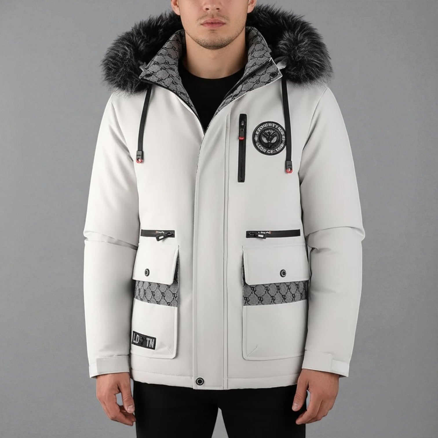 Leandro – Men's Down Jacket with Hood - Parka Jacket - White - Jones & Smith