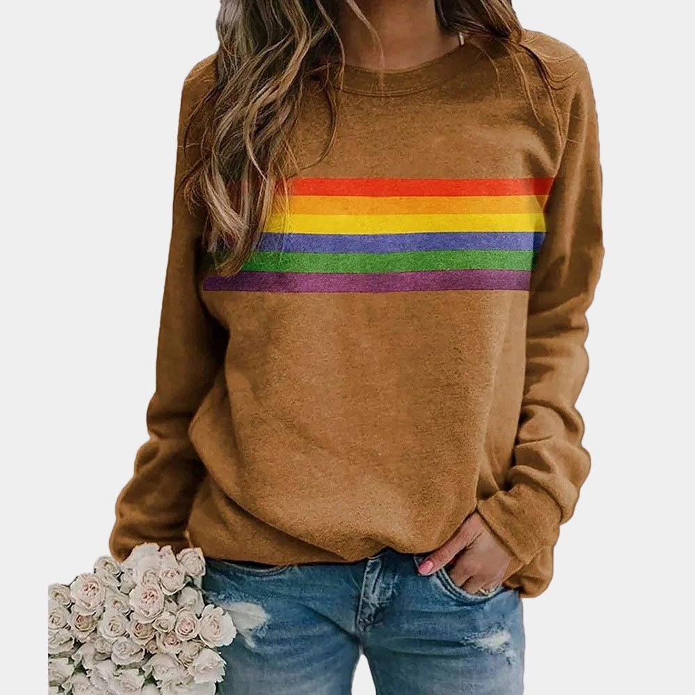 Lena – Long Sleeve Sweatshirt with Rainbow Stripes - Sweatshirts - Jones & Smith