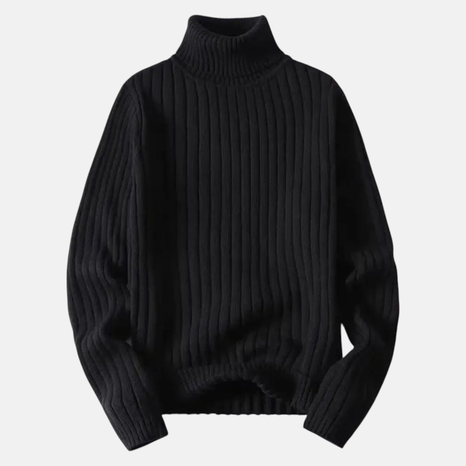 Lennart – Men's Cotton Roll Neck Jumper - Sweater - Black - Jones & Smith