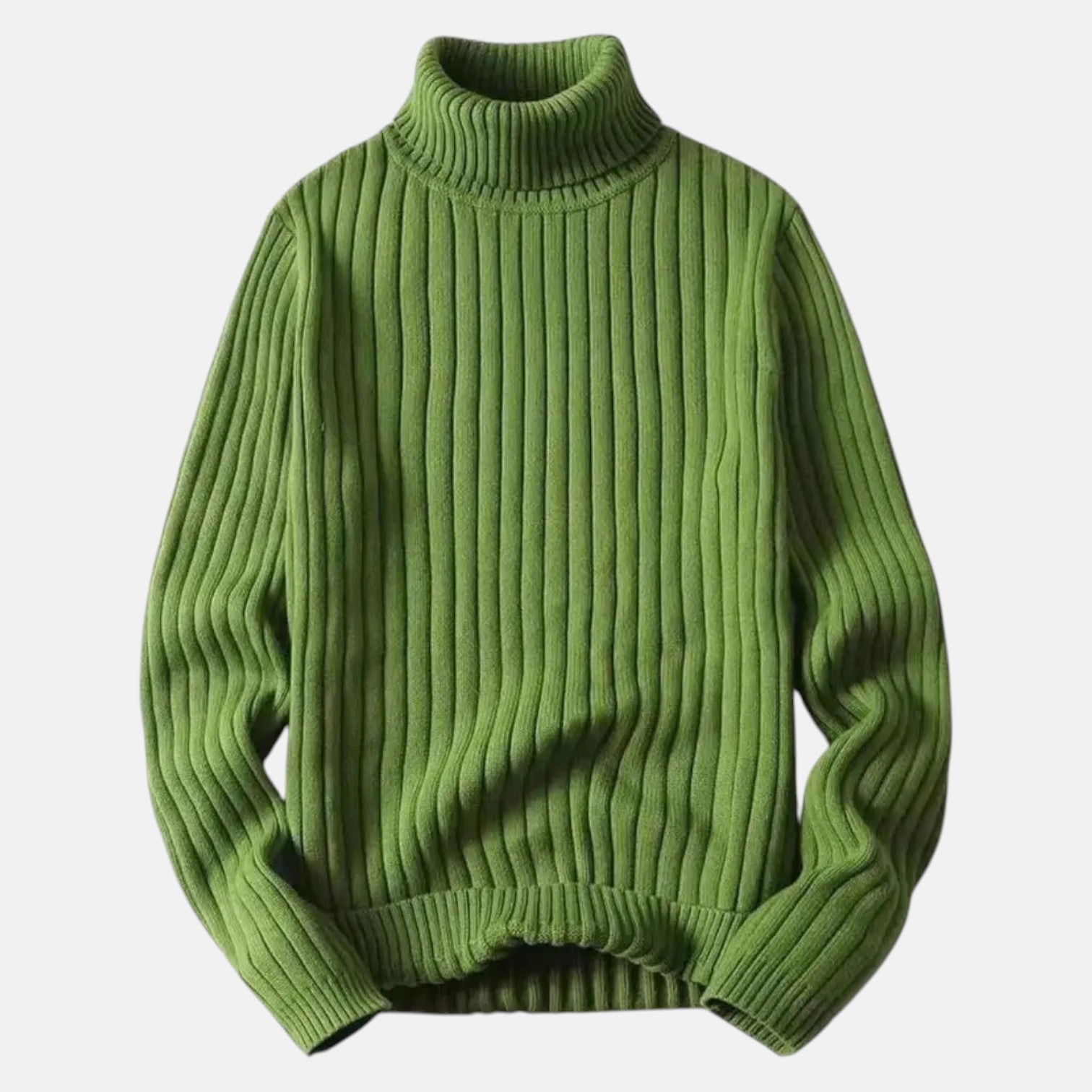 Lennart – Men's Cotton Roll Neck Jumper - Sweater - Green - Jones & Smith