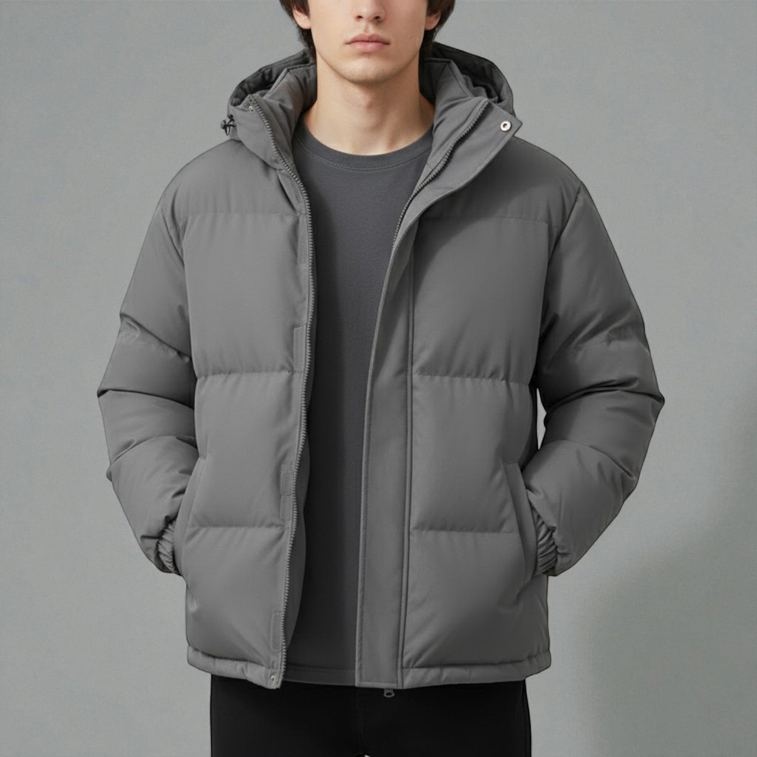 Liam – Men's Cotton Puffer Jacket - Puffer Jacket - Grey - Jones & Smith
