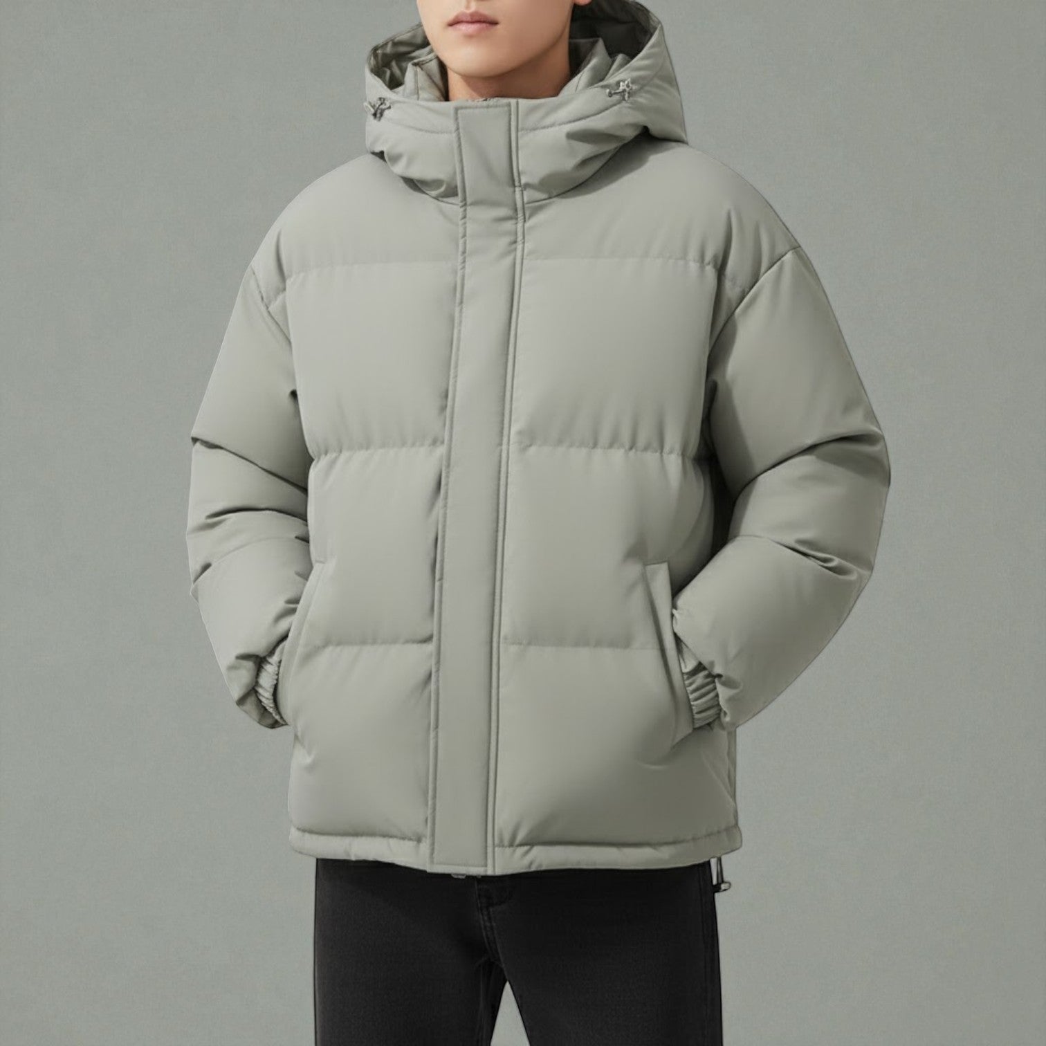 Liam – Men's Cotton Puffer Jacket - Puffer Jacket - Light Grey - Jones & Smith
