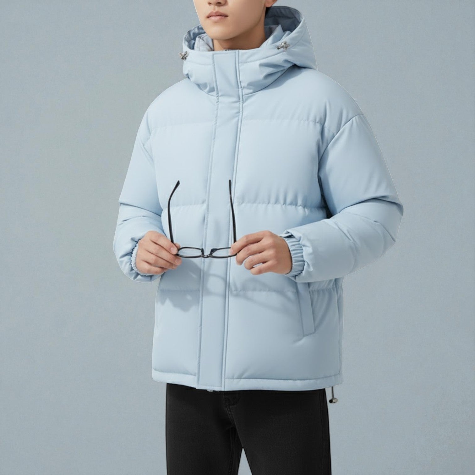 Liam – Men's Cotton Puffer Jacket - Puffer Jacket - Light Blue - Jones & Smith