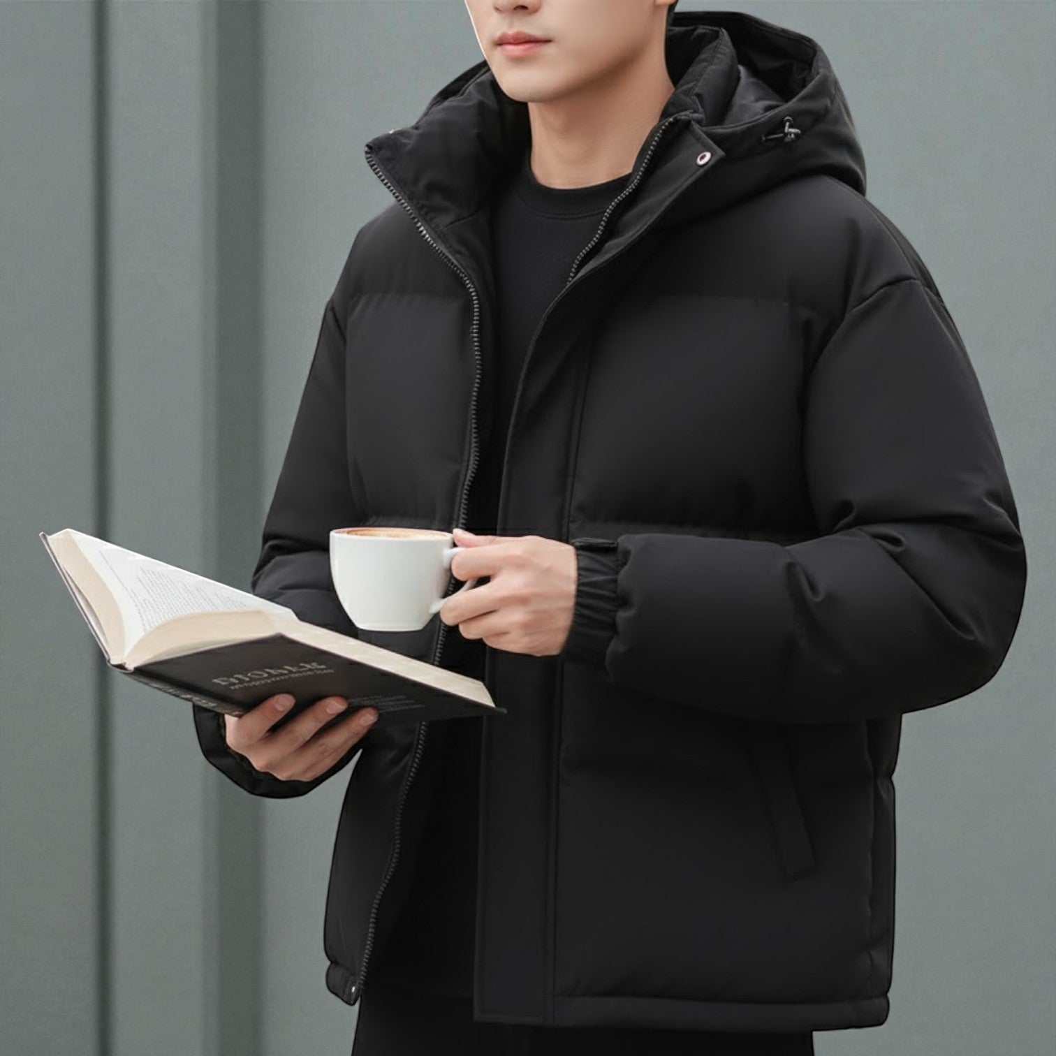 Liam – Men's Cotton Puffer Jacket - Puffer Jacket - Black - Jones & Smith