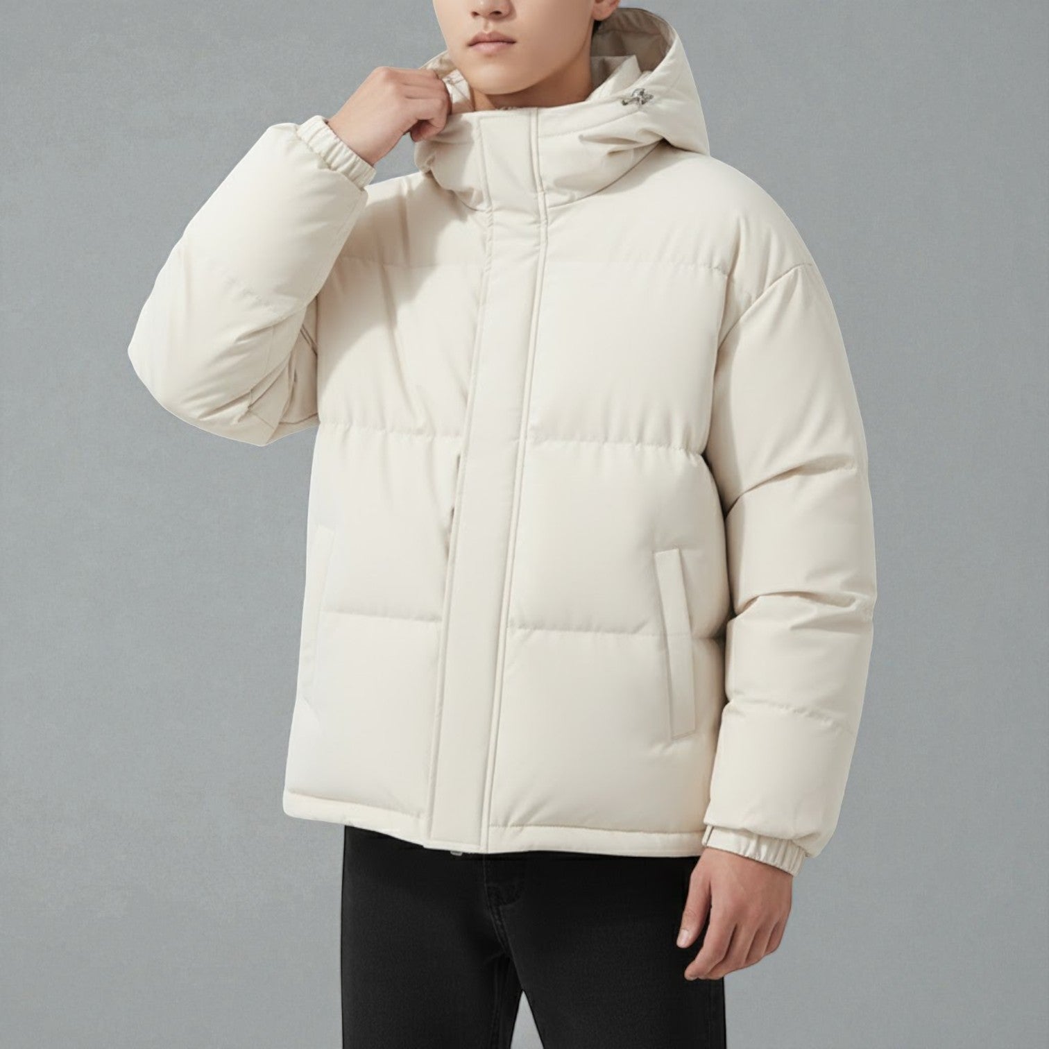 Liam – Men's Cotton Puffer Jacket - Puffer Jacket - White - Jones & Smith