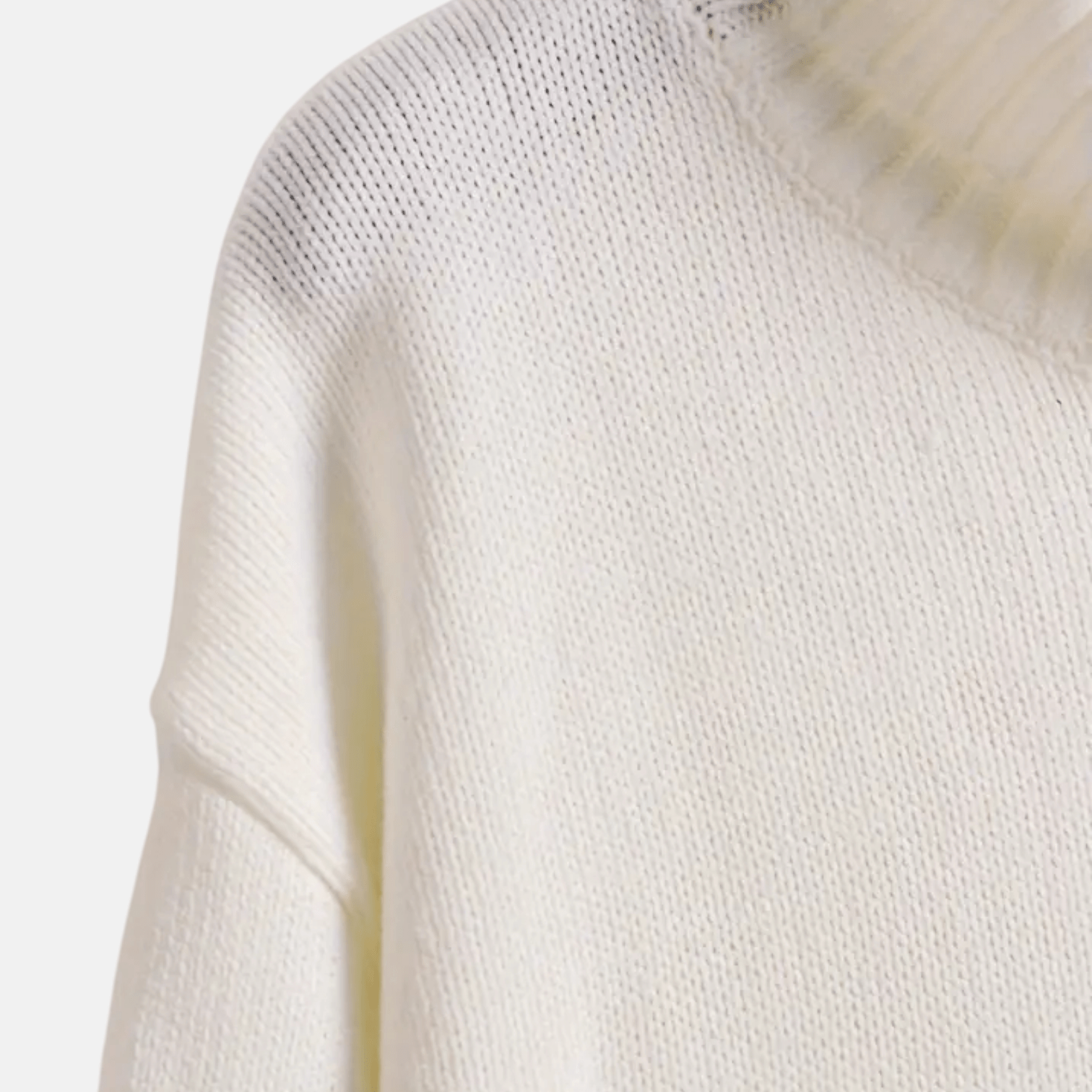 Lina – Women's Knitted Jumper with Stand - Up Collar & Stripes - Sweater - White - Jones & Smith