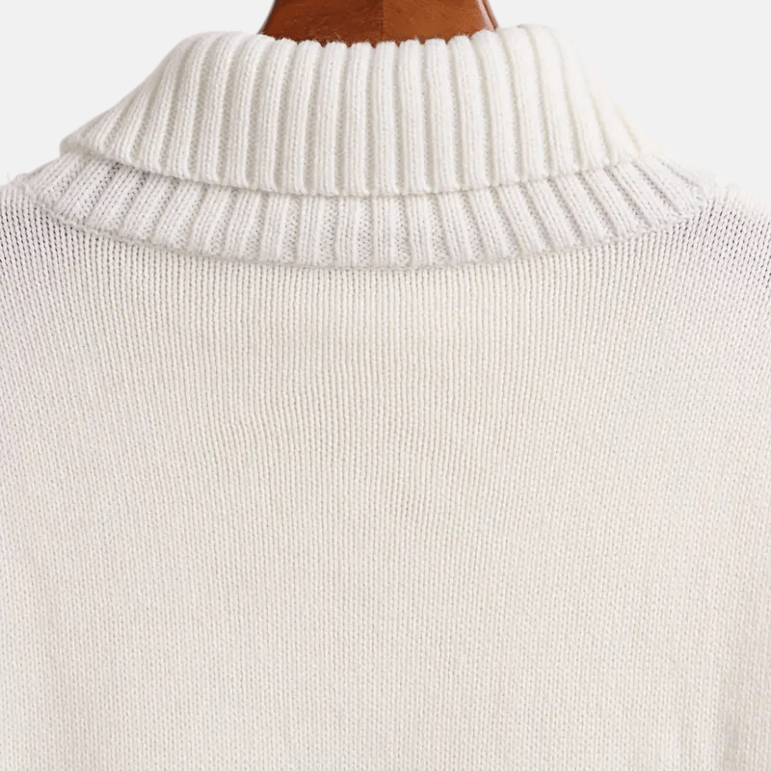Lina – Women's Knitted Jumper with Stand - Up Collar & Stripes - Sweater - White - Jones & Smith